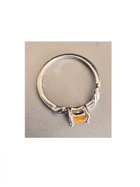 Sterling Silver Ring with Amber-Cut Citrine Stone
